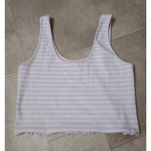 New Women’s Size Large Stoney Clover X Target Pink & White Striped Crop Tank